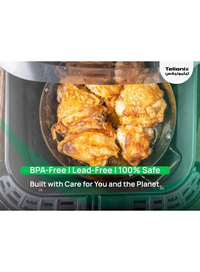 Telionix Digital Air Fryer, 8L Capacity, Double Heating Elements, 6 Preset Programs, 360° Hot Air Circulation, Ceramic Coating, 2000W Power - Image 2