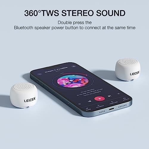 LEICEX Bluetooth Speakers Portable Wireless, Travel Speakers Bluetooth 5.0 Wireless Mini Speaker for Outdoor (White) - Image 2