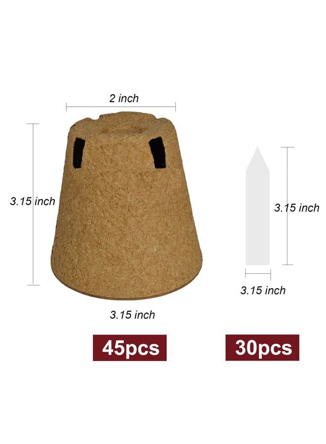 Napia Peat Pots Seed Starter Pots 45 Pack 3.15 inch Peat Pots for Seedlings Biodegradable Seed Starter Pots with 30pcs Plant Labels, Seedling Pots Starter Pots for Planting Seeds with Drainage Holes - Image 2