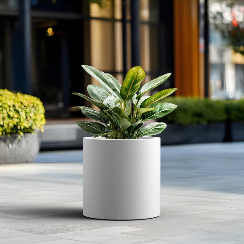Kante 15.7" Cone-Style Concrete Planter Set of 3, Round Garden Pot with Drainage System for Indoor Outdoor Use, Suitable for Flower, Trees, Succulents, White - Image 4