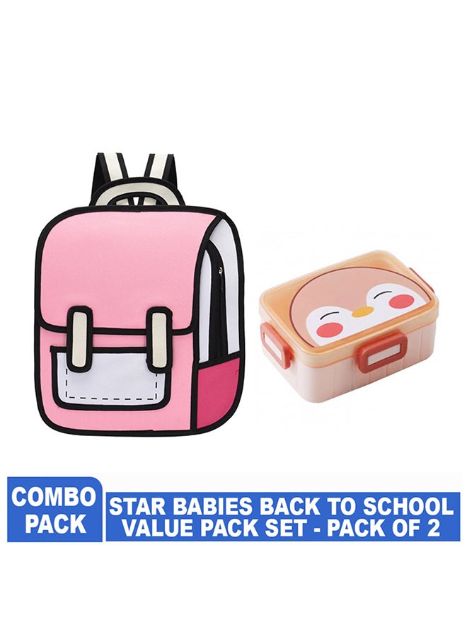 STAR BABiES Back To School Value Pack Set Kids School Bag With Lunch Box Pink - Image 2