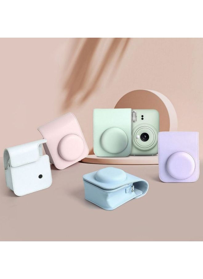 Generic - Suitable For Polaroid Fuji Mini12 Solid Color Polaroid Camera Bag Protective Case PU Camera Bag Camera Case-Color:Jasmine White-Size:11.5*7.5*13.5 - Image 1