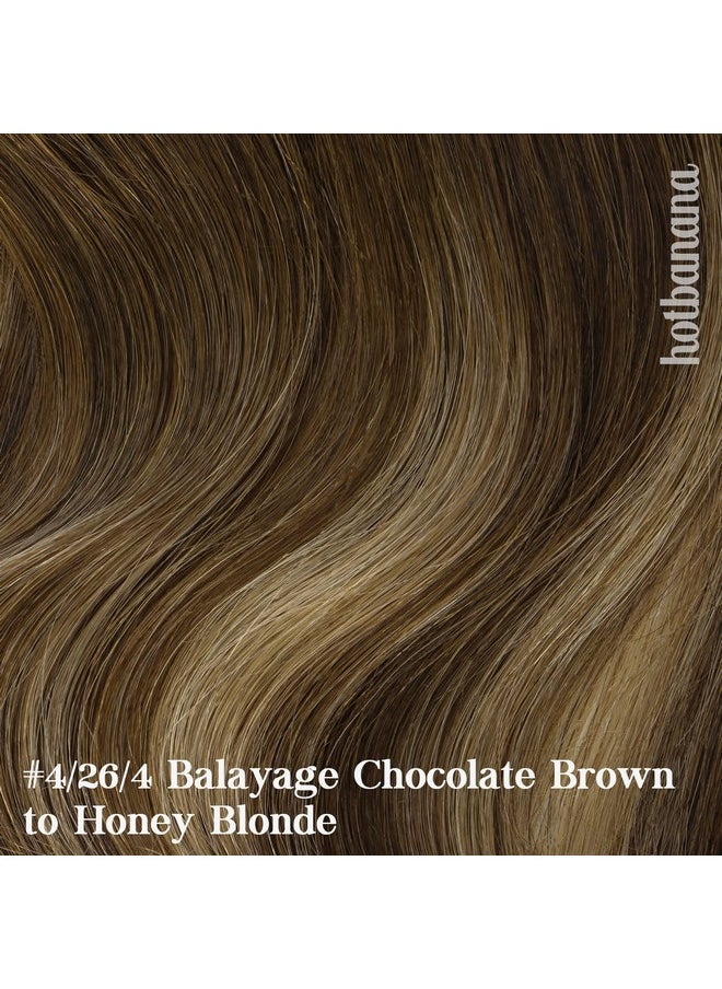 hotbanana - Human Hair Clip In Hair Extensions Balayage Chocolate Brown With Honey Blonde 120G Clip In Hair Extensions Real Human Hair Straight Remy Hair Clip Ins Dark Roots Ombre 16 Inch 7Pcs - Image 1