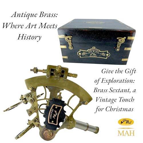 MAH Brass Ship History Sextant Handmade Gift for Father's Day, Birthday, Anniversary, Baptism, Partner, Best Men, Graduation, Christmas, Vintage Style Hardwood Box Home Décor Add Your Treasure Gift - Image 2