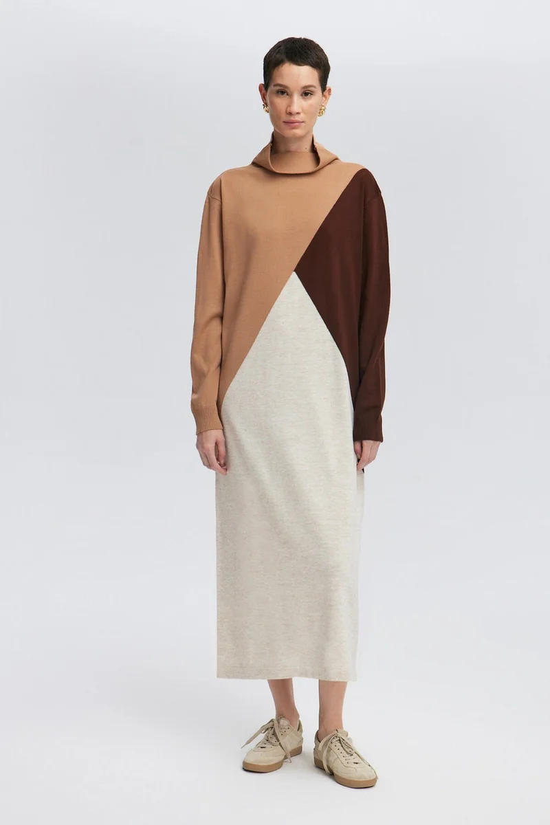 Touche Block Color Knit Dress