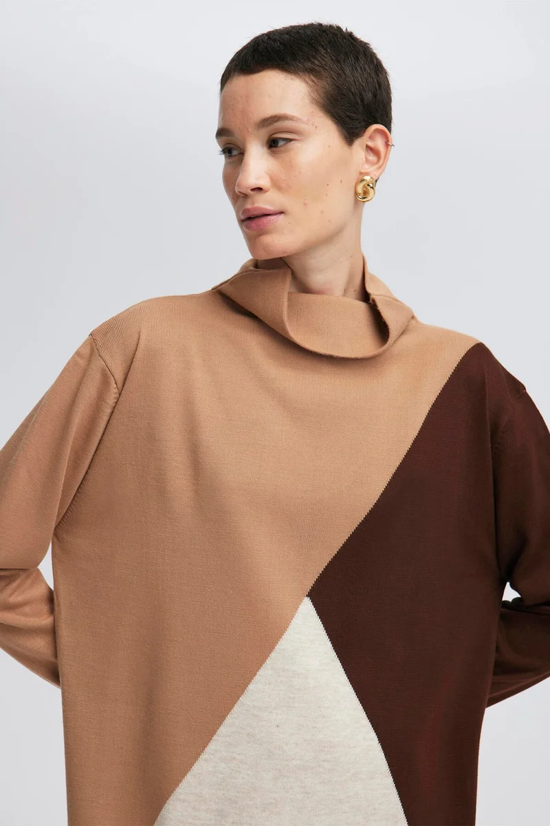 Touche Block Color Knit Dress