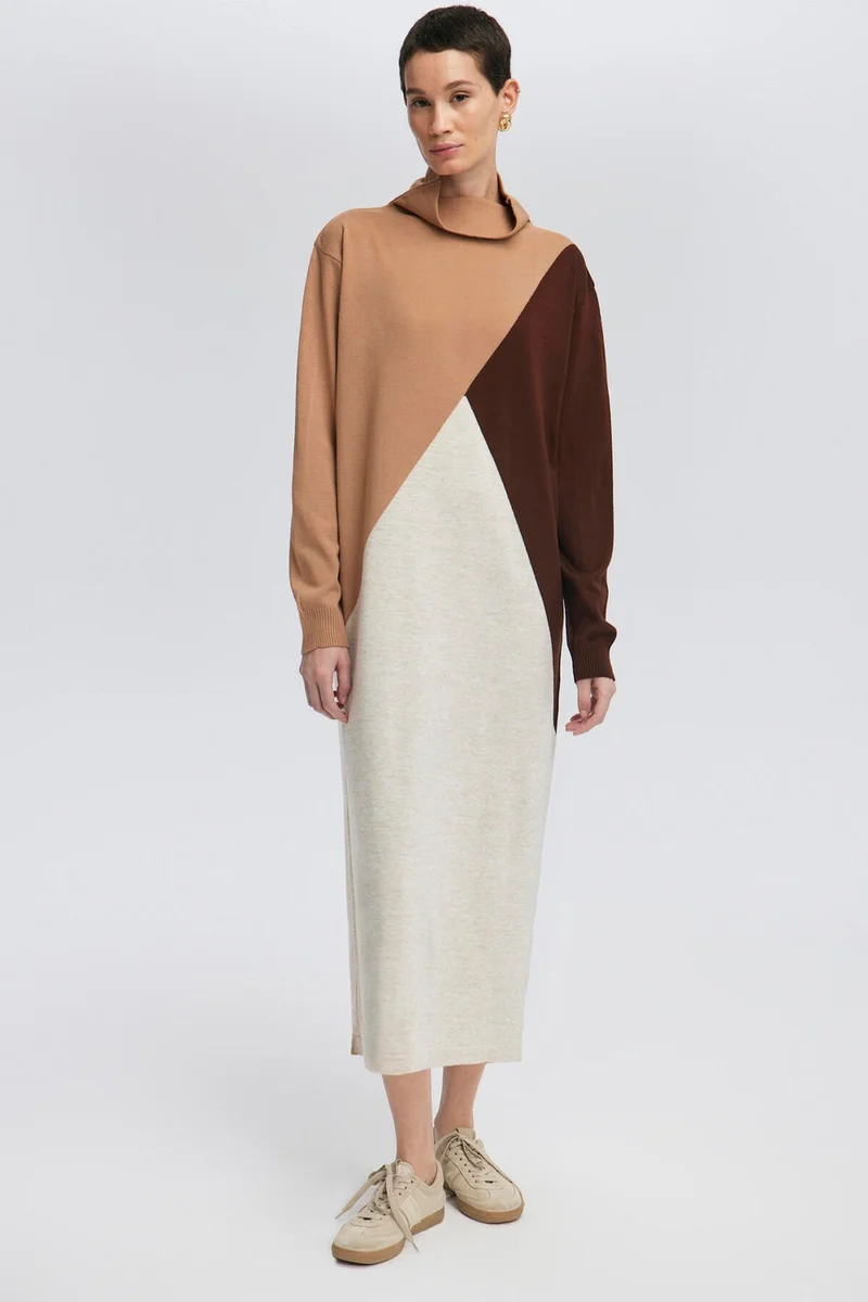 Touche Block Color Knit Dress