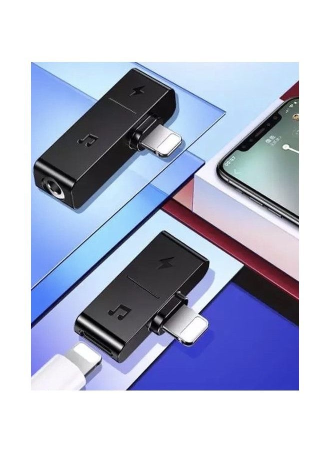 NIBEMINENT - Lightning To 3.5mm Phone Charging Adapter Black - Image 1