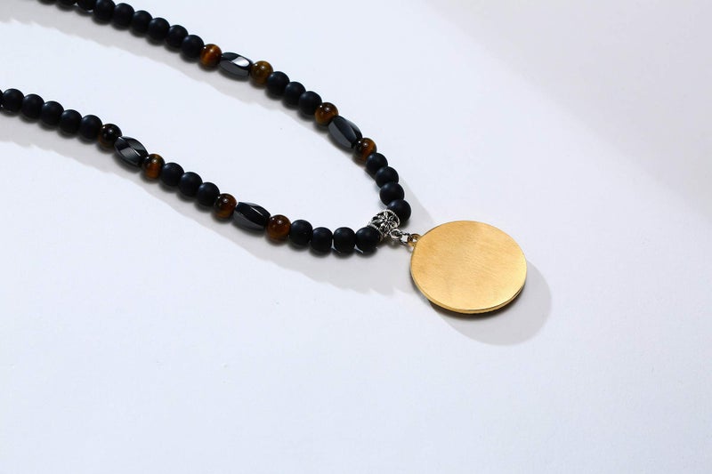 MEALGUET Allah Medallion Necklace, Stainless Steel Islamic Jewelry,Arabic Jewelry,Allah Name of God Round Pendant Necklace for Women and Men with Agate Beaded Chain, Muslim Gift Jewelry, Gift - Image 5