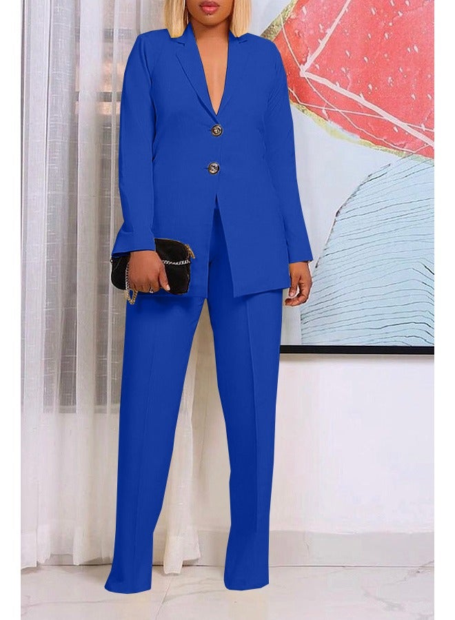 Shougu New Solid Color Suit Collar Button Two-piece Set - Image 2