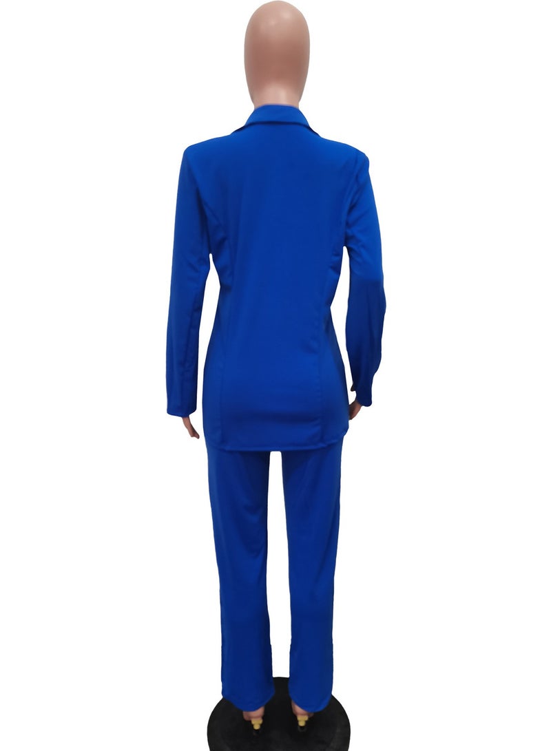 Shougu New Solid Color Suit Collar Button Two-piece Set - Image 3