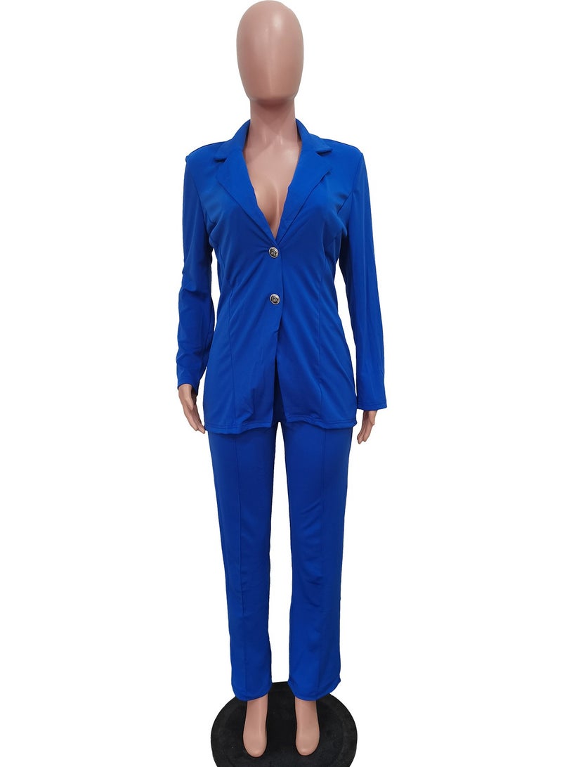 Shougu New Solid Color Suit Collar Button Two-piece Set - Image 5