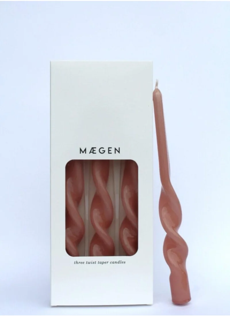 Maegen Twisted Taper Candle - Plaster Pink