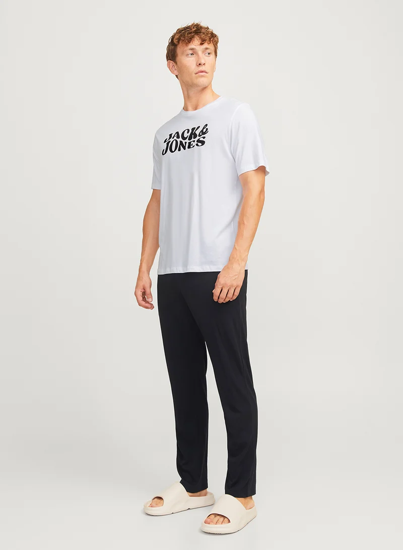 JACK & JONES Logo Crew Neck T-Shirt & Pants Set
