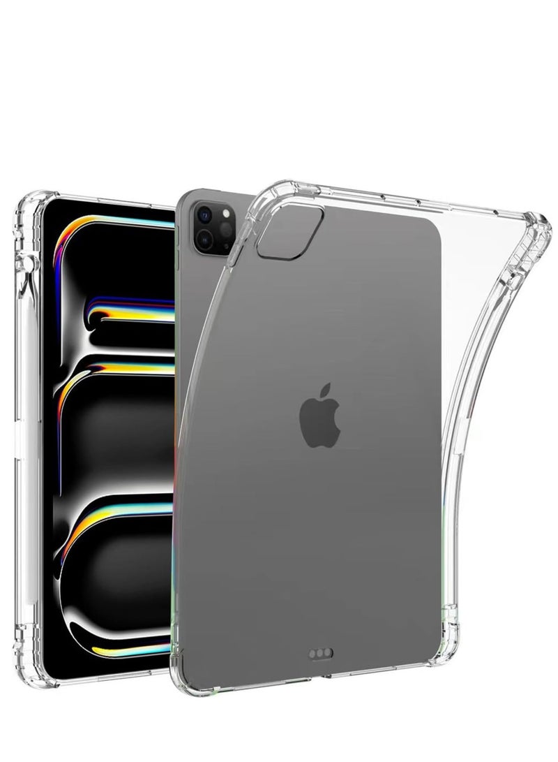 IPad Pro 11 Inch (M4) Case 2024 Anti-Scratch Crystal Clear TPU Rubber Soft Skin Silicone Built-in Stylus Pen Holder Protective Case for IPad Pro 11 2024 - Image 1