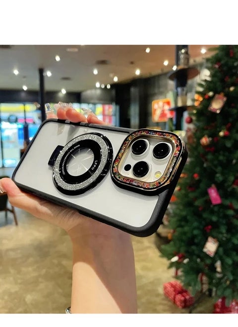 Luxurious iPhone 15 pro max cover Superior stand phone case with multi tiny color stones with stand