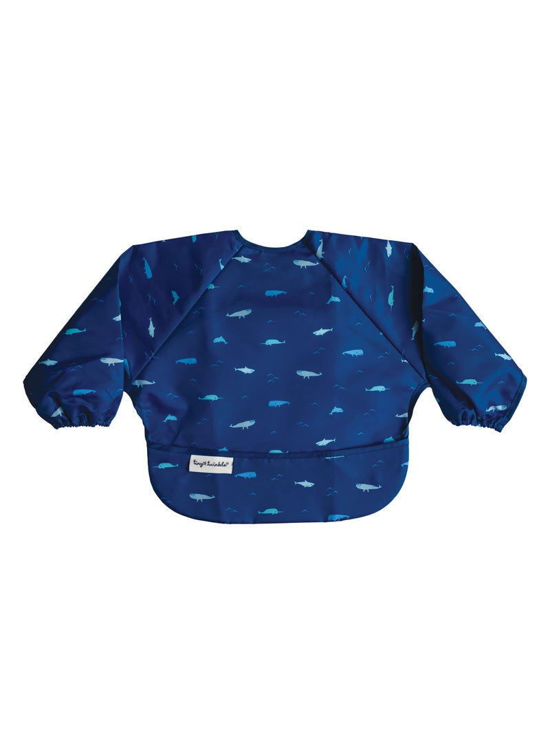 Tiny Twinkle Tiny Twinkle Mess Proof Baby Bib, Cute Full Sleeve Bib Outfit, Waterproof Bibs for Toddlers, Machine Washable, Tug Proof Closure, Baby Smock for Eating, Long Sleeved (Ocean Life, Small 6-24 Months)  - Image 1