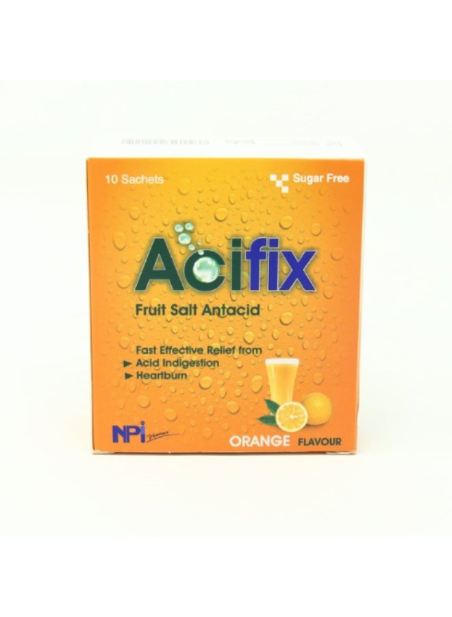 Acifix Fruit Salt Antacid Orange Powder Sachet 5g 10's