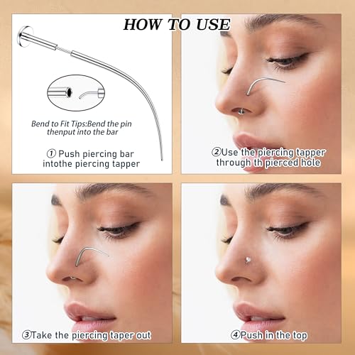 GEMQUEEN Piercing Taper Insertion Tool Set - Flat Back Earrings Applicator Tool 14G 16G 18G 20G Stainless Steel Threadless Insertion Pin Assistant Tool Body Piercing Kit for Ear Nose Lip Eyebrow - Image 5