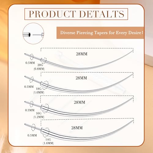 GEMQUEEN Piercing Taper Insertion Tool Set - Flat Back Earrings Applicator Tool 14G 16G 18G 20G Stainless Steel Threadless Insertion Pin Assistant Tool Body Piercing Kit for Ear Nose Lip Eyebrow - Image 2