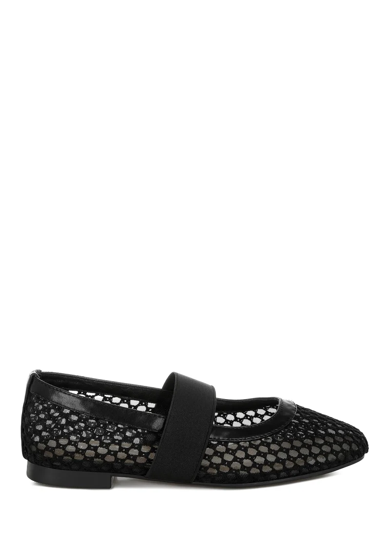 London Rag Mid-Foot Strap Ballerinas in Black