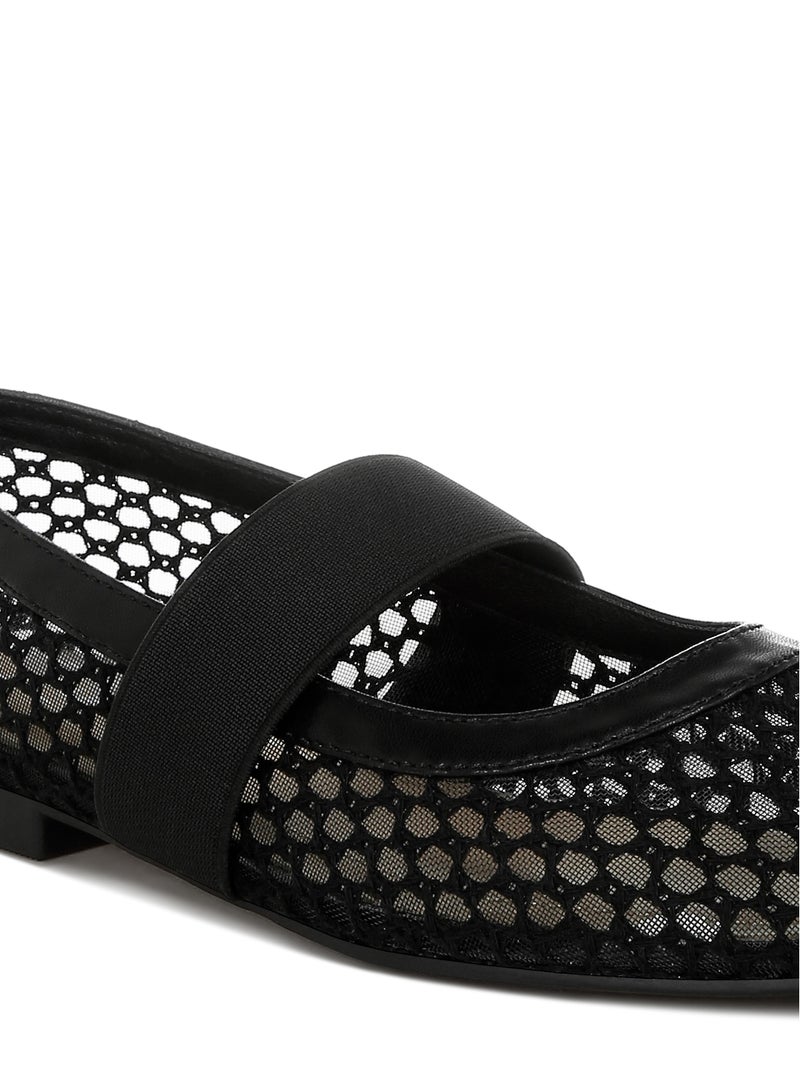 لندن راج حذاء باليرينا أسود بحزام يصل إلى منتصف القدم - Image 5