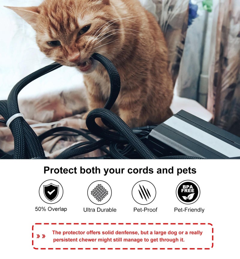 Secbolt Cord Protectors from Pets No Chew, 10ft - 1/2 inch Ultra Durable Cord Covers for Pets, Bite-Resistant Cable and Wire Protector for Cats, Dogs, Rabbits - Black - Image 3