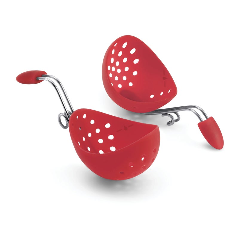 Cuisipro Browne & Co Cuisipro Egg Silicone Poacher Set of 2, Red - Image 1