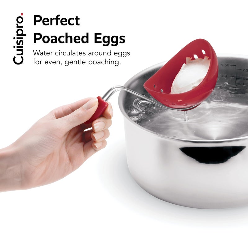 Cuisipro Browne & Co Cuisipro Egg Silicone Poacher Set of 2, Red - Image 2