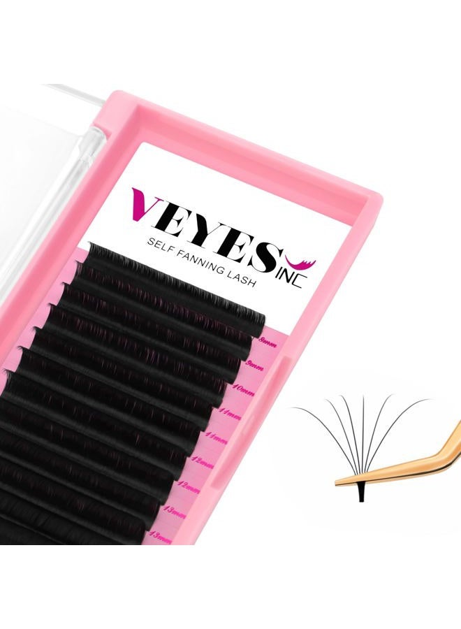 VEYES INC Easy Fan Volume Lash Extensions 03 05 07 J/B/L/C/CC/D/DD Curl 8-25mm Mixed & Single Length Tray, Matte Black Self Fanning Eyelashes, Professional Supplies for Lash Techs (0.05 D 15-20mm) - Image 1