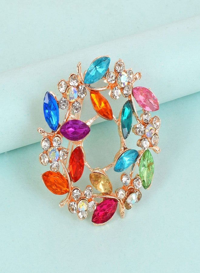 Memoir Brass Pink Rose Goldplated Colourful Cubic Zirconia Fashion Sareepin/Brooch for Men Women Clothing Accessory (SPDM3636) - Image 4