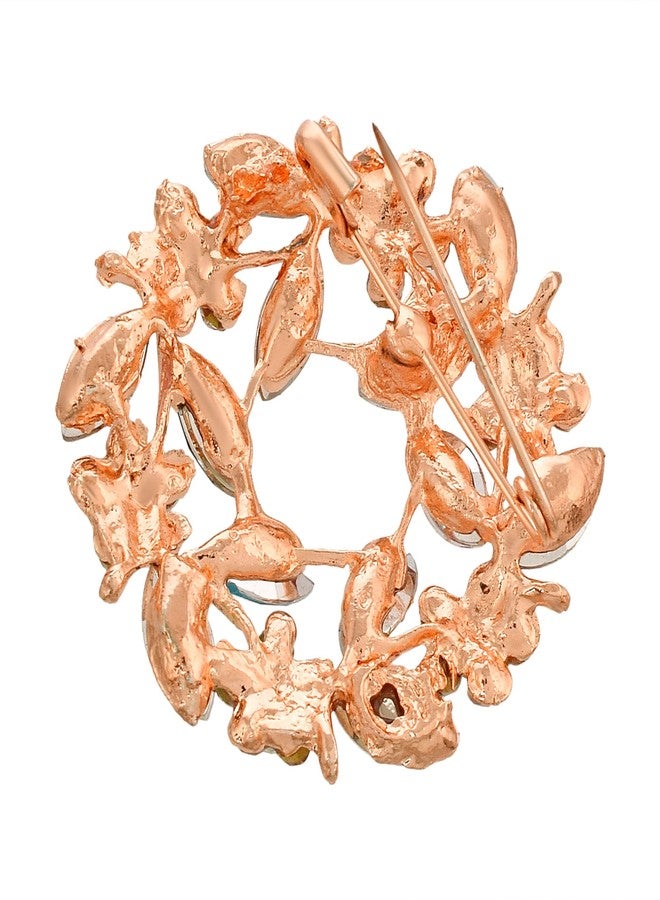 Memoir Brass Pink Rose Goldplated Colourful Cubic Zirconia Fashion Sareepin/Brooch for Men Women Clothing Accessory (SPDM3636) - Image 3