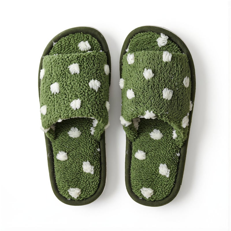 Pain Relief No Annoyance Polka Dot Slippers Open Toe Non-Scratch Non-Slip Quiet White 36-37 - Image 3