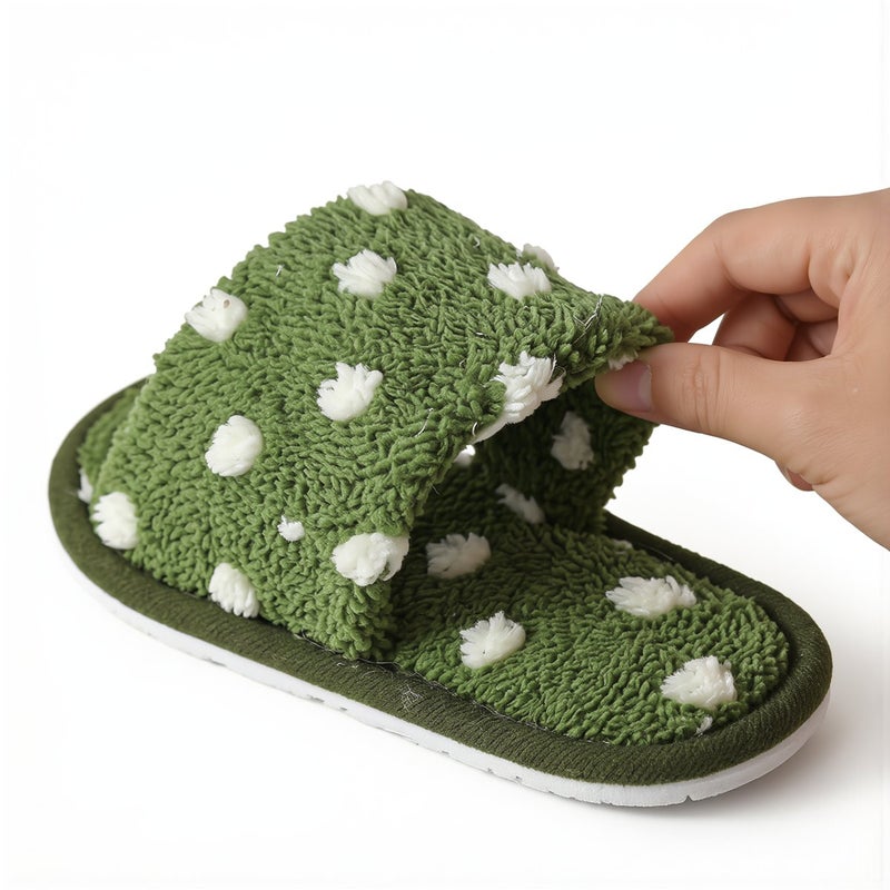 Pain Relief No Annoyance Polka Dot Slippers Open Toe Non-Scratch Non-Slip Quiet White 36-37 - Image 5