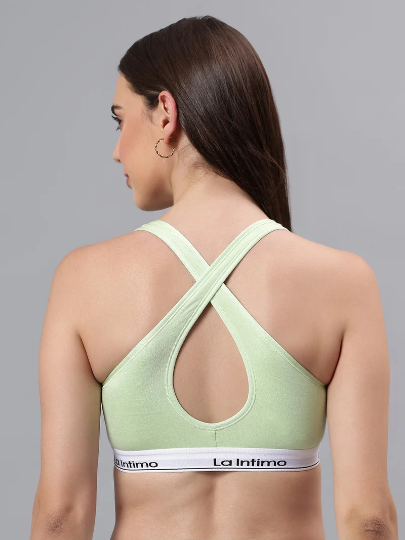 La Intimo Padded Active Sports Cross Back Bra