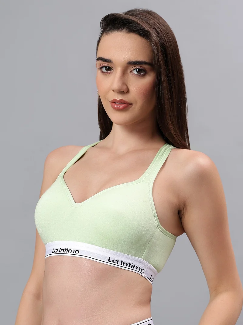 La Intimo Padded Active Sports Cross Back Bra