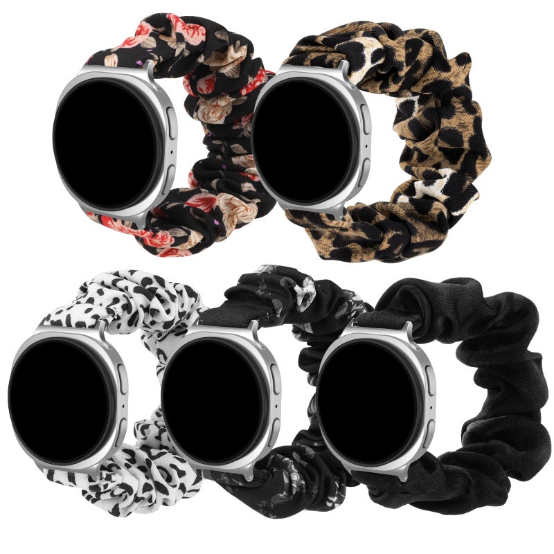 Simpeak 5-Pack Elastic Scrunchie Bands Compatible with Samsung Galaxy Watch 8 40mm 44mm 46mm, Stretchy Bracelet Band for Women Compatible with Samsung Galaxy Watch 8 Classic 46mm (2025) (Dark Series) - Image 1