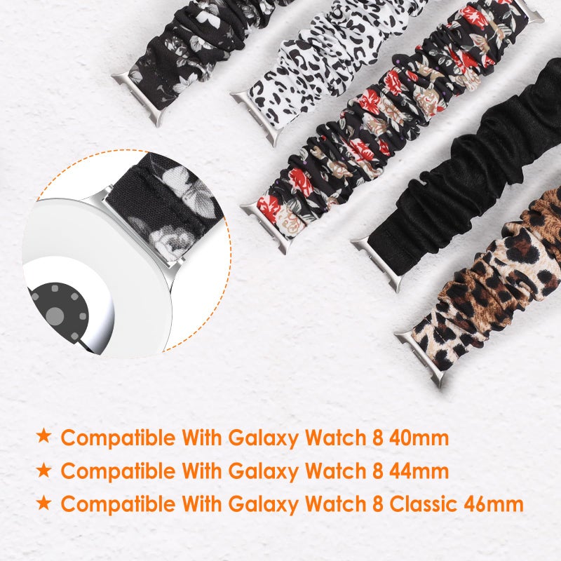 Simpeak 5-Pack Elastic Scrunchie Bands Compatible with Samsung Galaxy Watch 8 40mm 44mm 46mm, Stretchy Bracelet Band for Women Compatible with Samsung Galaxy Watch 8 Classic 46mm (2025) (Dark Series) - Image 3