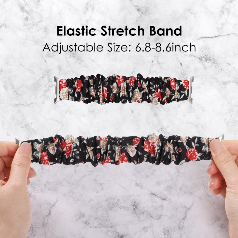 Simpeak 5-Pack Elastic Scrunchie Bands Compatible with Samsung Galaxy Watch 8 40mm 44mm 46mm, Stretchy Bracelet Band for Women Compatible with Samsung Galaxy Watch 8 Classic 46mm (2025) (Dark Series) - Image 2