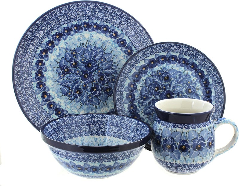 Blue Rose Pottery Blue Rose Polish Pottery Joanna 4 Piece Place Setting  Service for 1  - Image 1