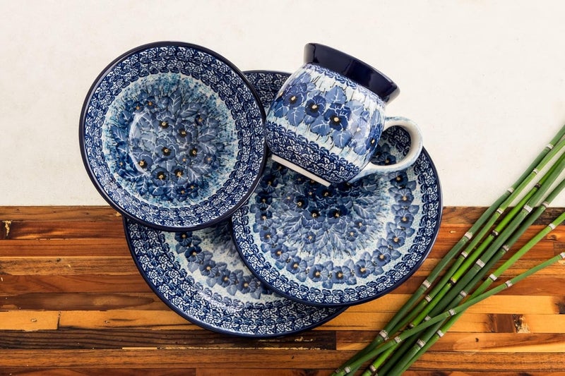Blue Rose Pottery Blue Rose Polish Pottery Joanna 4 Piece Place Setting  Service for 1  - Image 2