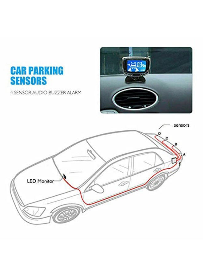 MACHSWON 4 LED Car Parking Radar Sensor Buzzer Alarm Backup Reverse System Kit universal NEW Car Parking Rear Reverse 4 Sensors Kit Buzzer Radar LED Display Alarm System - Image 5