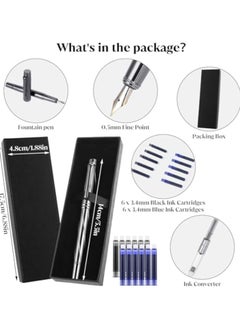 CMGTYYD Fountain Pen Set, Metal Fountain Pens, Fine Nib Luxury Fountain Pens, Fancy Fountain Pen Set, with12 3.4mm Ink Cartridges and Converter, Smooth Writing for Journaling Office School Supplies  - Image 2
