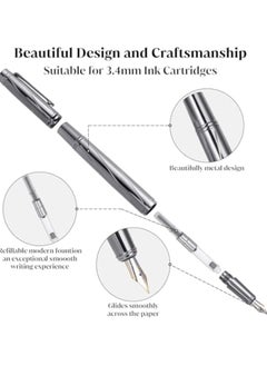 CMGTYYD Fountain Pen Set, Metal Fountain Pens, Fine Nib Luxury Fountain Pens, Fancy Fountain Pen Set, with12 3.4mm Ink Cartridges and Converter, Smooth Writing for Journaling Office School Supplies  - Image 3