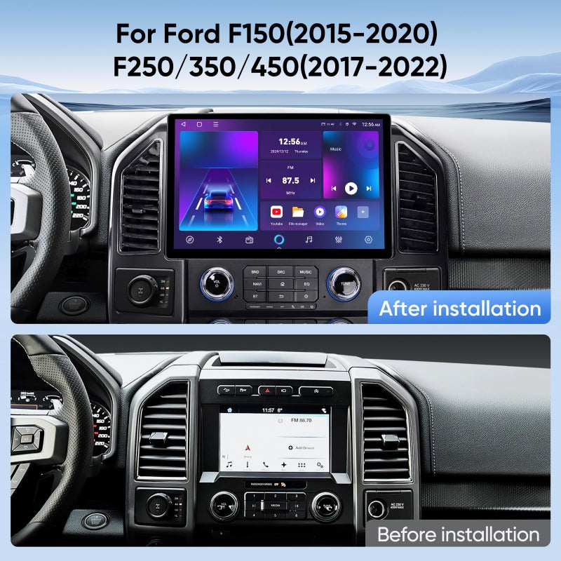 Generic Car Radio Stereo Upgrade for Ford F150 2015-2020 &Super Duty F250 F350 F450 2017-2019,13.1Inch (4+64G) Android 13 Touchscreen Head Unit with Wireless Carplay Android Auto GPS SWC WiFi Bluetooth Camera  - Image 2