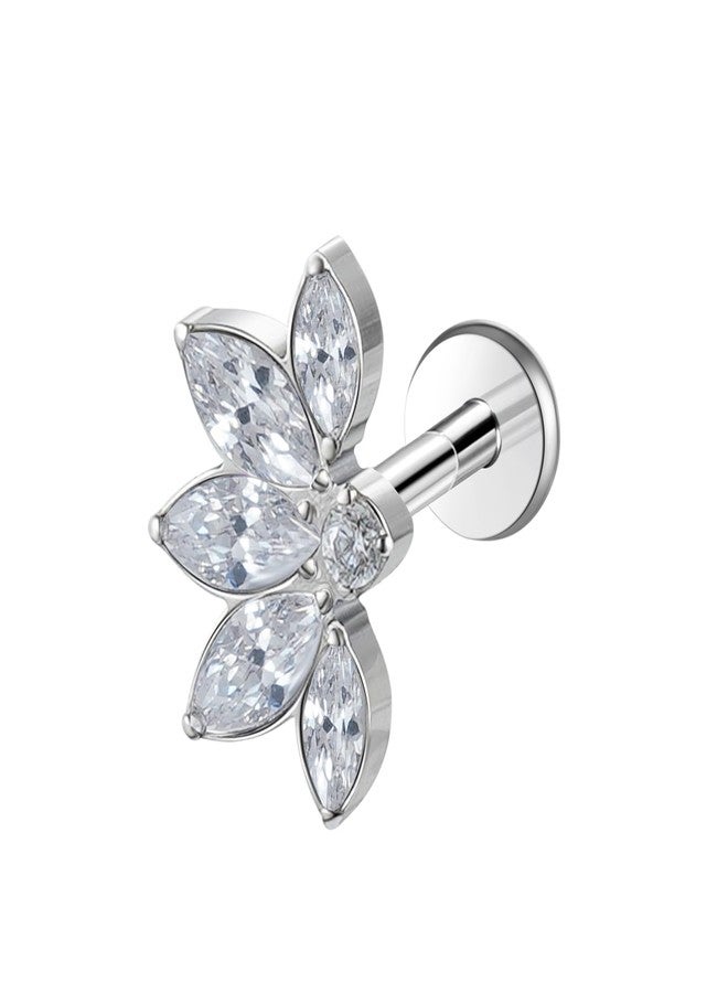 ENONTY 1pcs 16G 18G G23 Titanium Threadless Labret Studs Push-in Labret Lip Cluster Tragus Helix Conch Lobe Rook Cartilage Push Back Piercing Jewelry Earring, Small, Titanium, cubic zirconia - Image 1