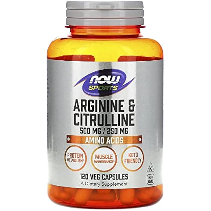 now Arginine 500mg with Citrulline 250 mg-120 Capsules - Image 1