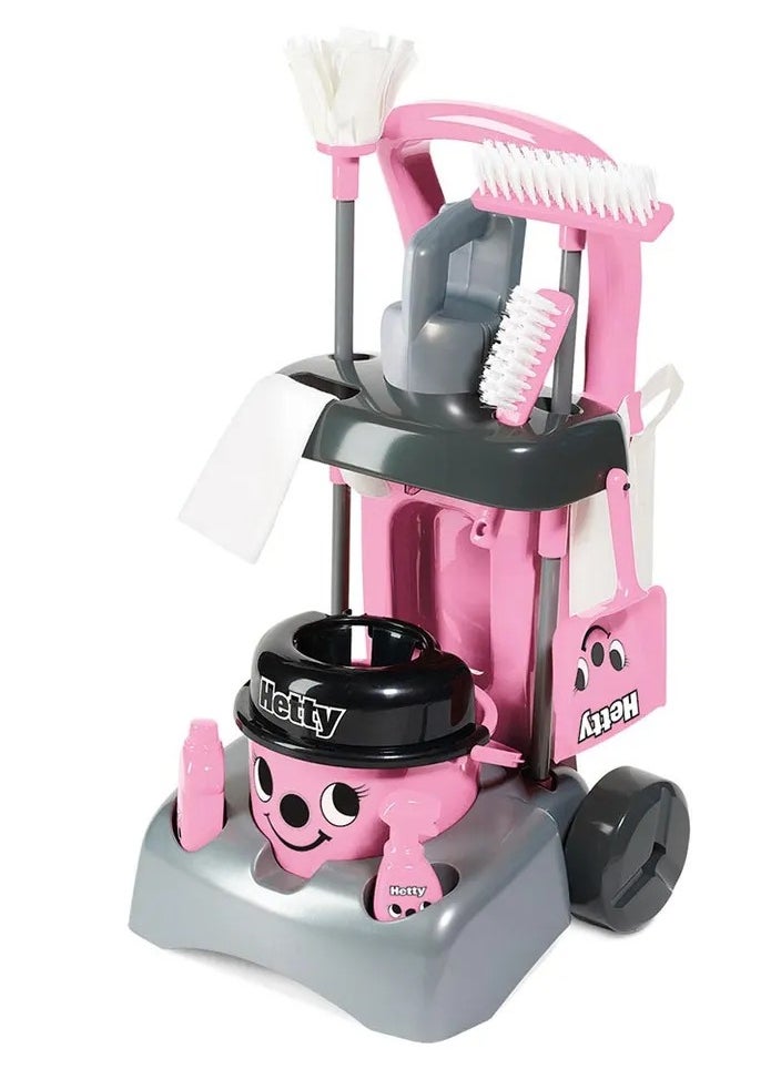 CASDON - Deluxe Hetty Cleaning Trolley: Pink Trolley With A Working Hand Vacuum And Accessories. For Children Aged 3+ - Image 1