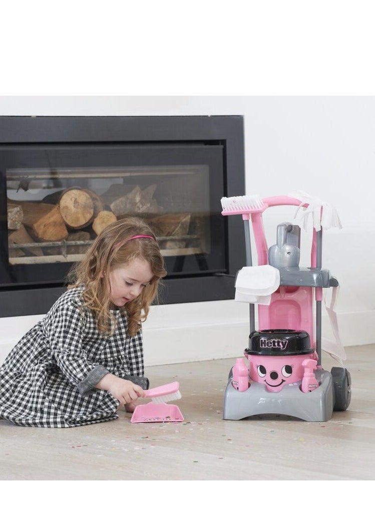 CASDON - Deluxe Hetty Cleaning Trolley: Pink Trolley With A Working Hand Vacuum And Accessories. For Children Aged 3+ - Image 1