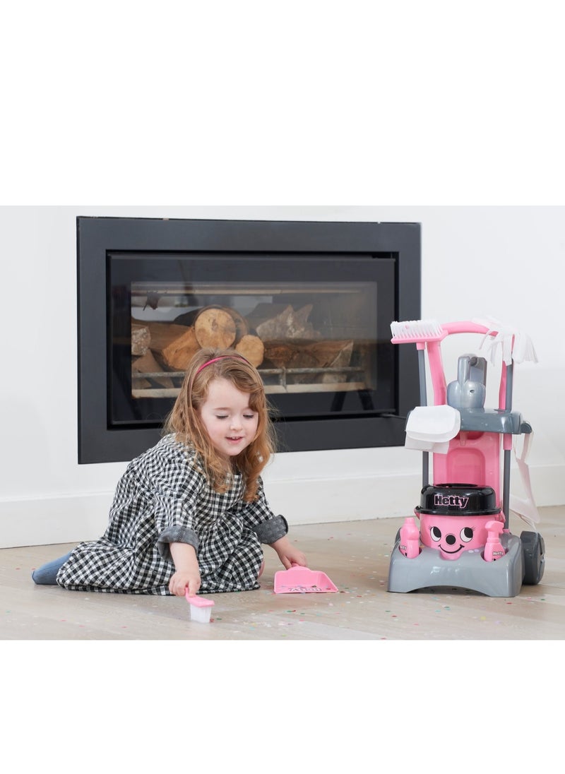 CASDON - Deluxe Hetty Cleaning Trolley: Pink Trolley With A Working Hand Vacuum And Accessories. For Children Aged 3+ - Image 1